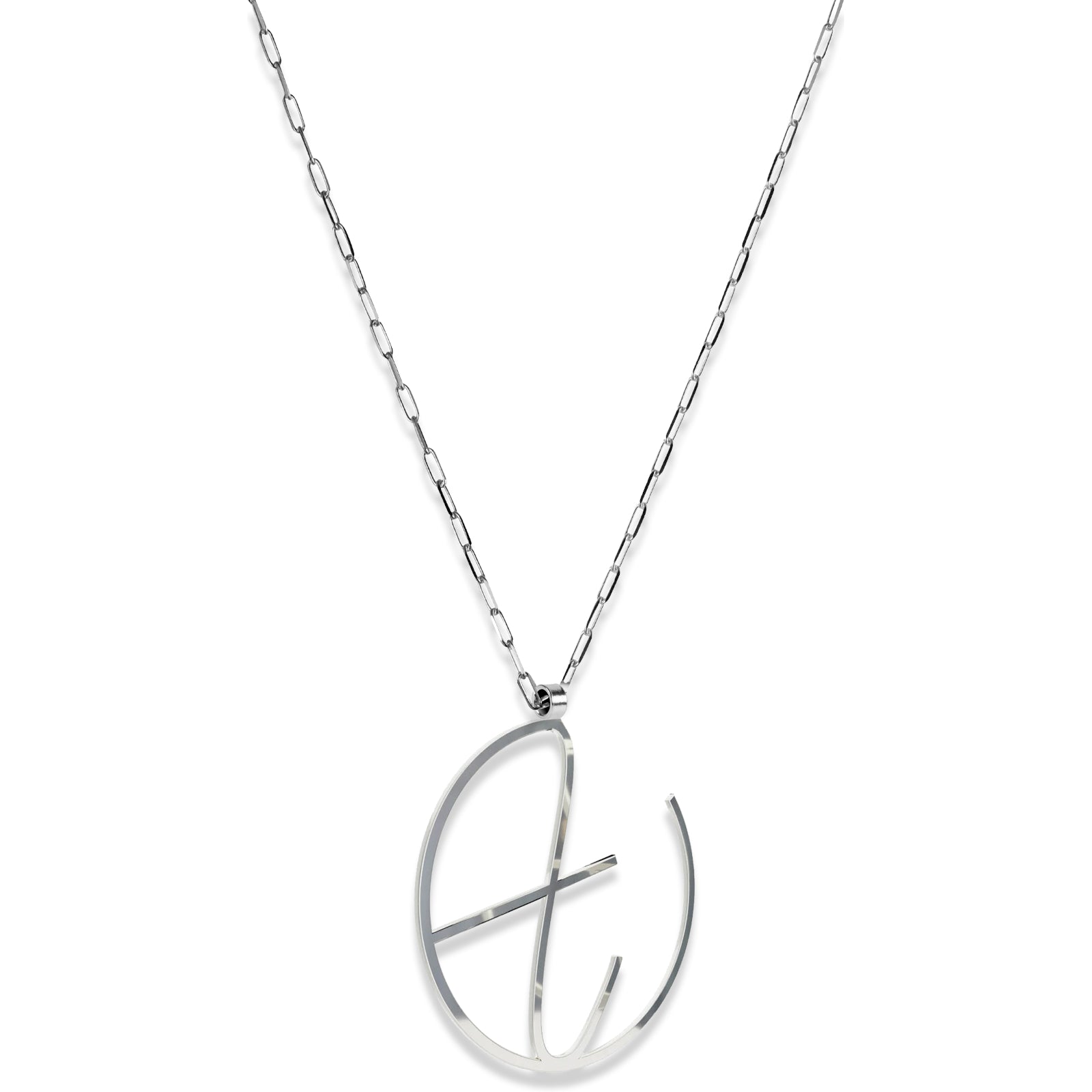 Alphabet Hoop Pendant Necklace (Large) - Silver