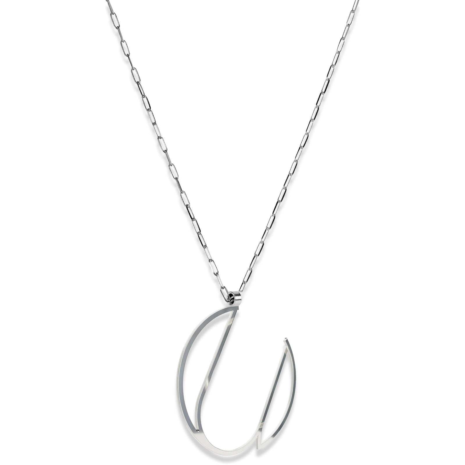 Alphabet Hoop Pendant Necklace (Large) - Sterling Silver