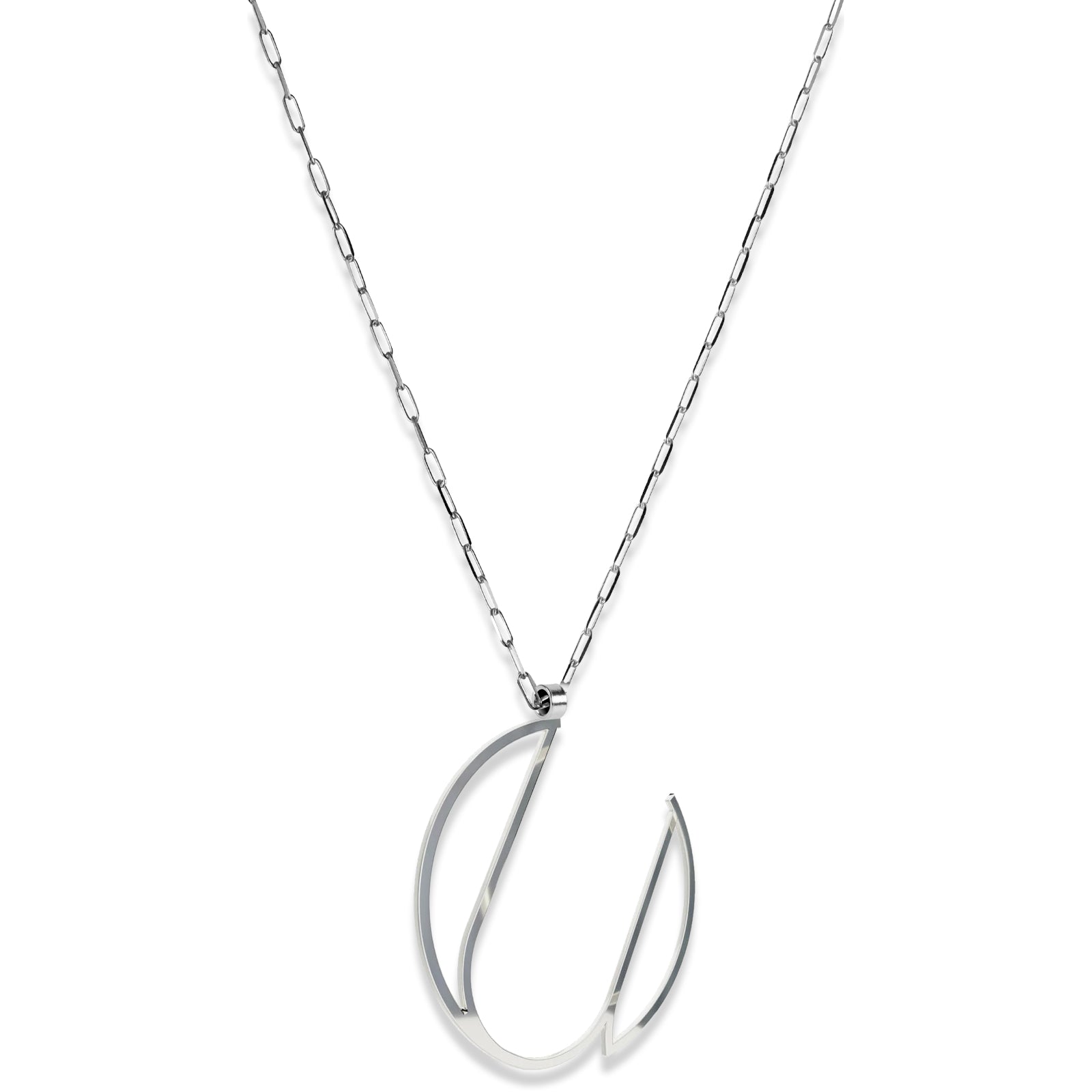 Alphabet Hoop Pendant Necklace (Large) - Silver