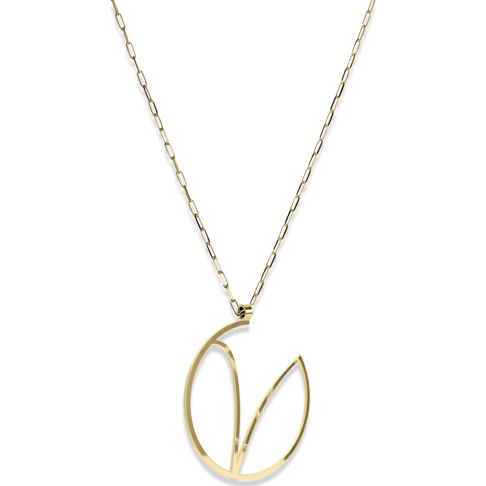 Alphabet Hoop Pendant Necklace (Large) - Gold