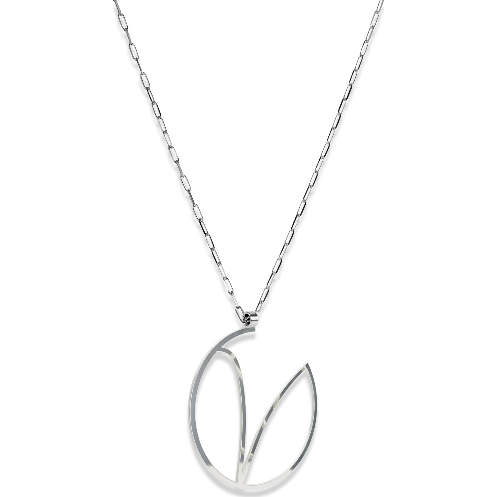 Alphabet Hoop Pendant Necklace (Large) - Silver