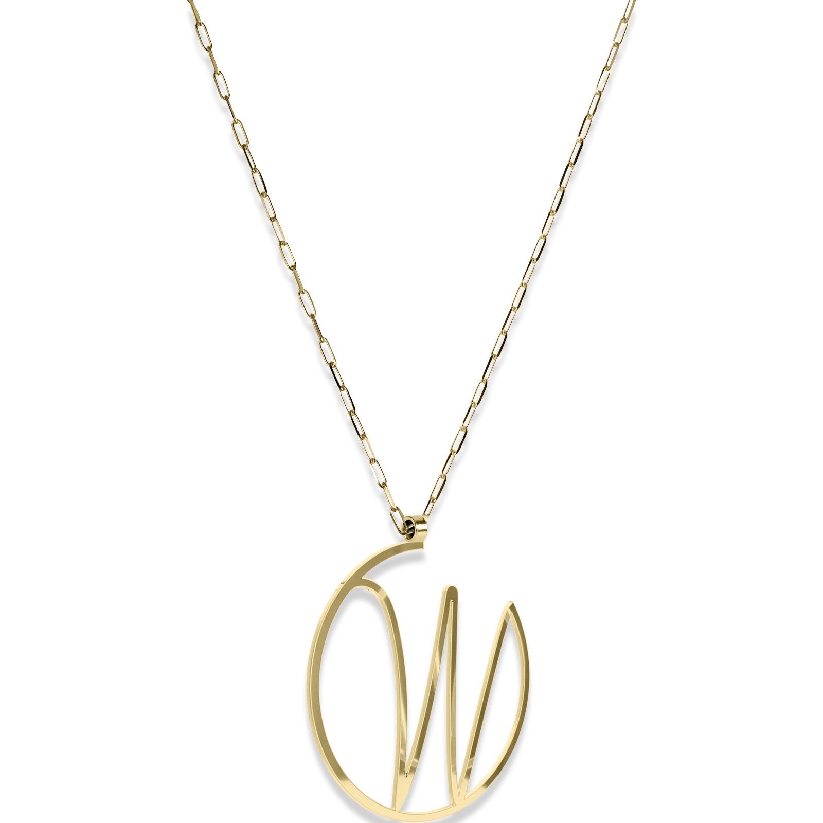 Alphabet Hoop Pendant Necklace (Large) - Gold