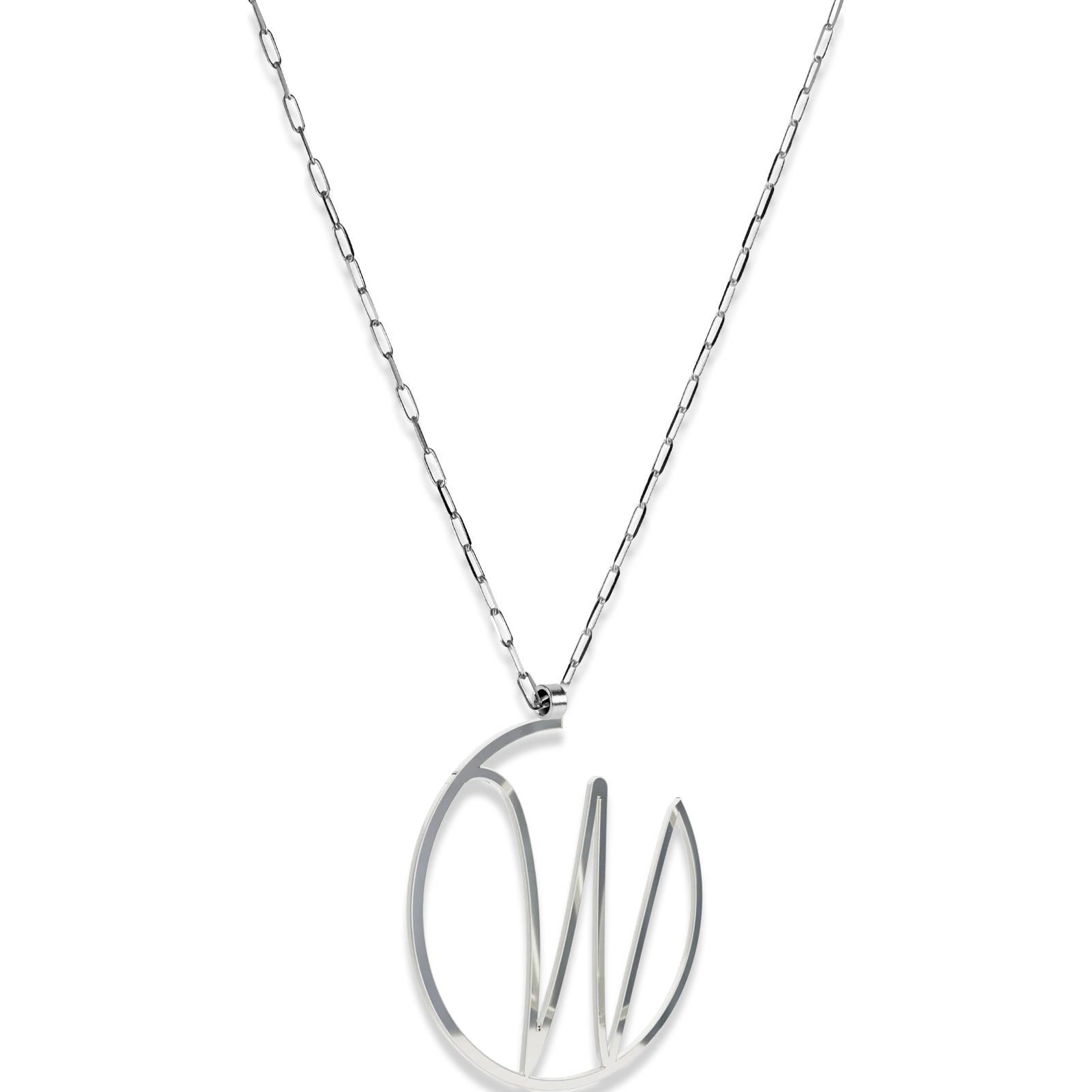 Alphabet Hoop Pendant Necklace (Large) - Silver