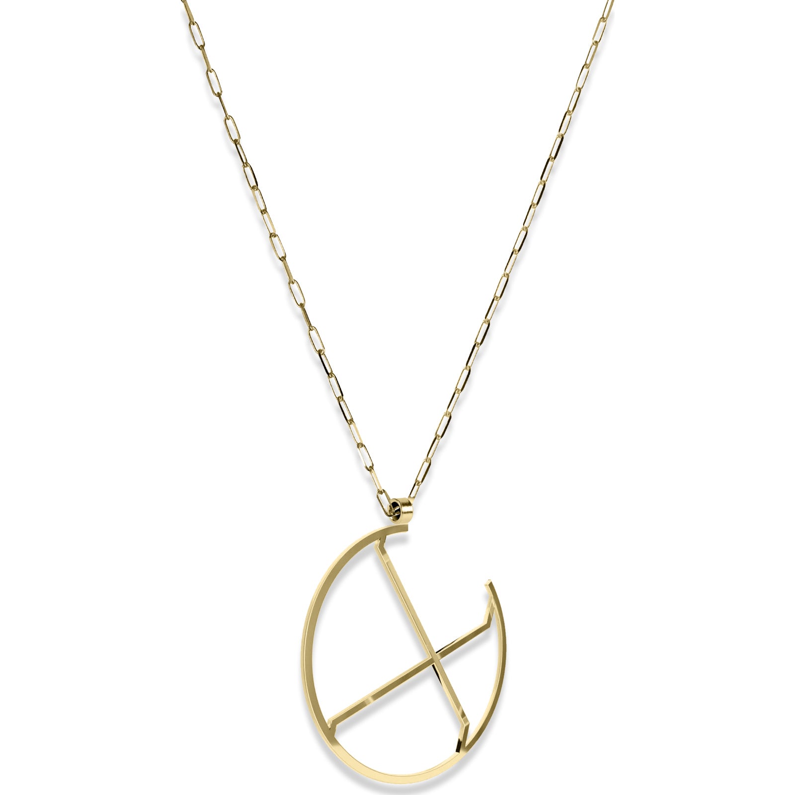 Alphabet Hoop Pendant Necklace (Large) - Gold Vermeil
