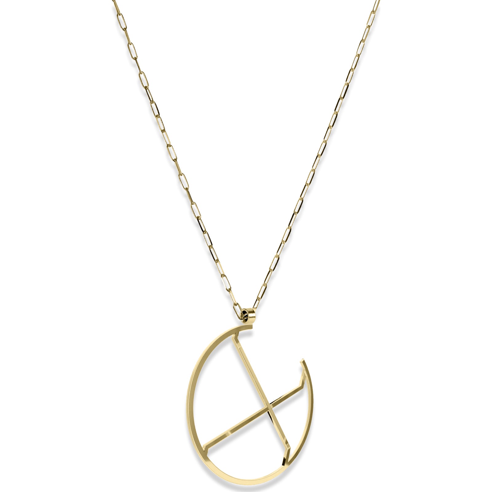 Alphabet Hoop Pendant Necklace (Large) - Gold