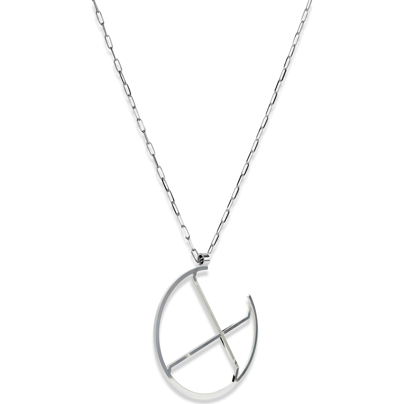 Alphabet Hoop Pendant Necklace (Large) - Silver