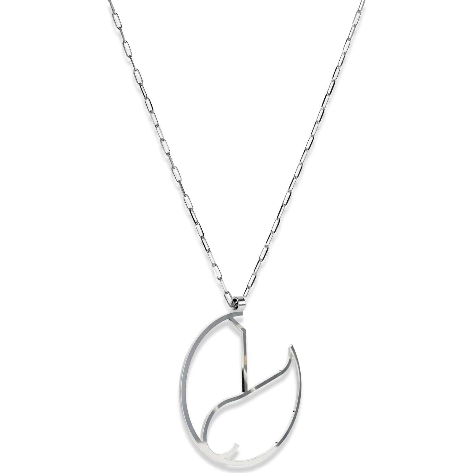 Alphabet Hoop Pendant Necklace (Large) - Silver