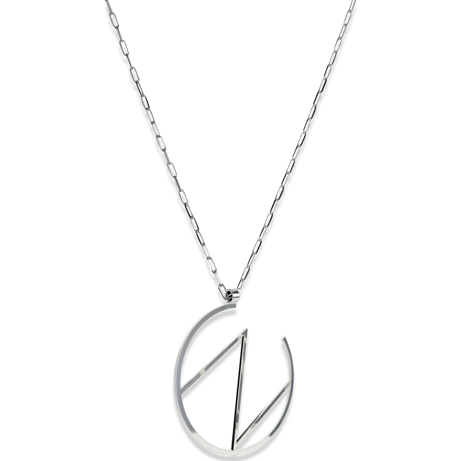 Alphabet Hoop Pendant Necklace (Large) - Sterling Silver