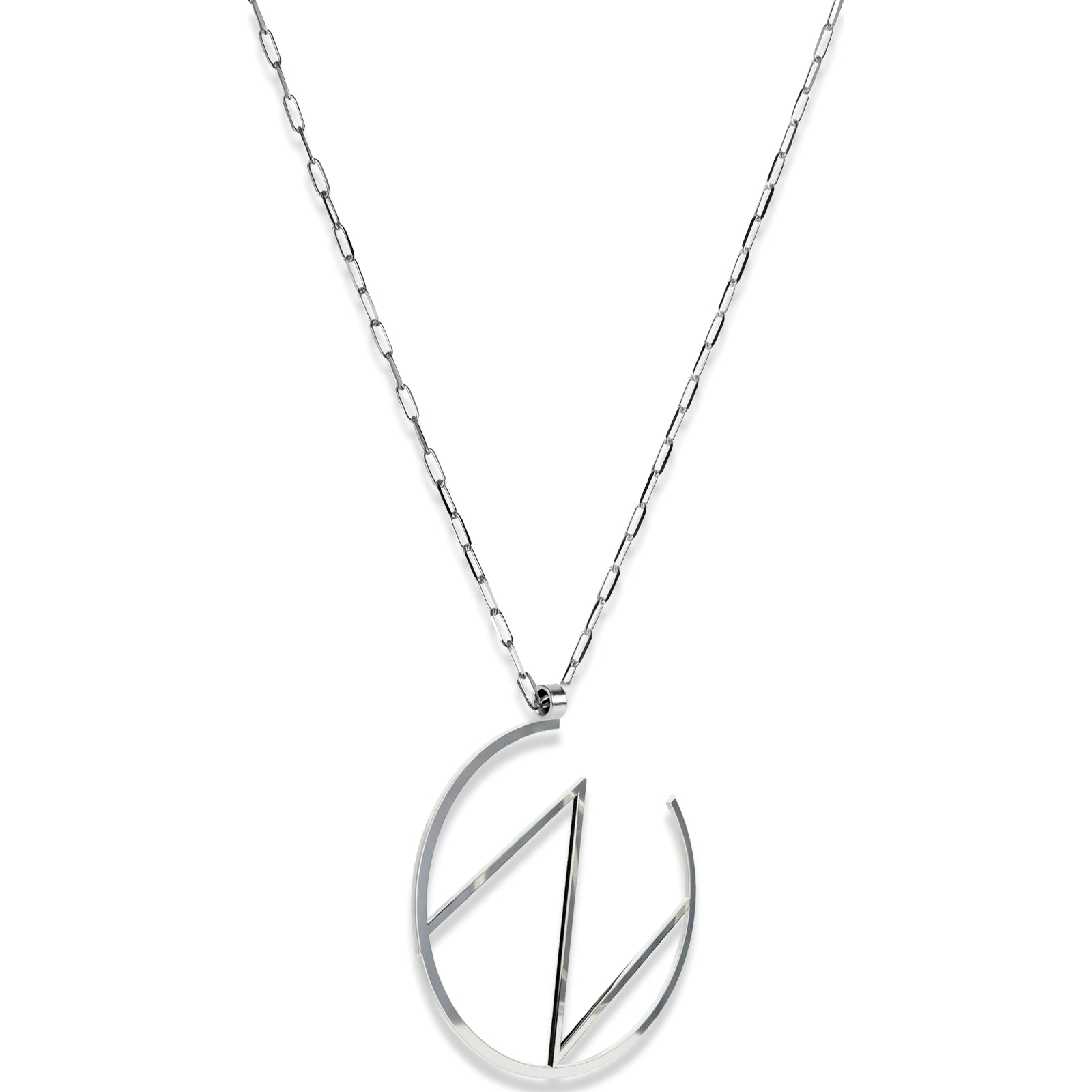 Alphabet Hoop Pendant Necklace (Large) - Silver