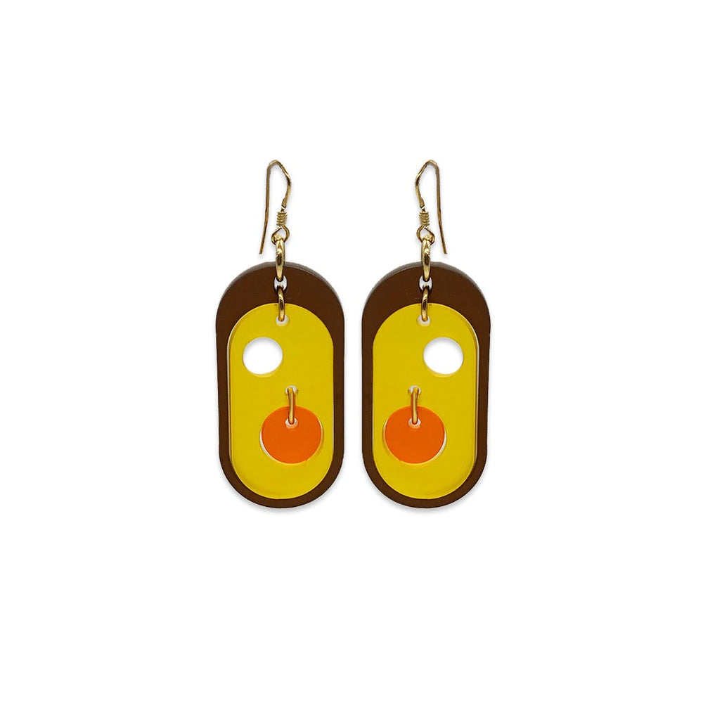 70s Circles - Earth Brown, Saffron & Mandarin