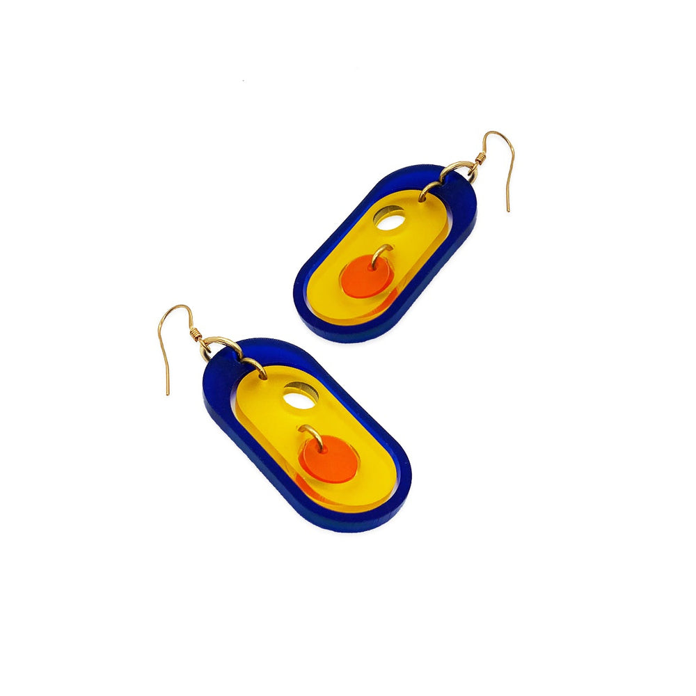 70s Circles - Sapphire, Saffron & Mandarin