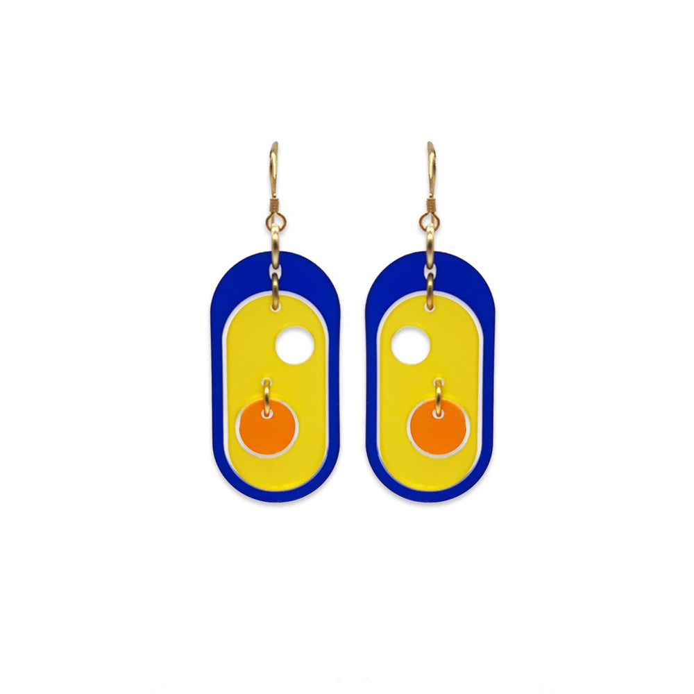 70s Circles - Sapphire, Saffron & Mandarin