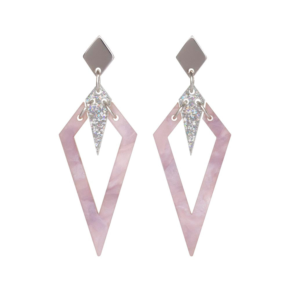 Arrowhead Earrings - Lilac Pearl & Holographic Glitter