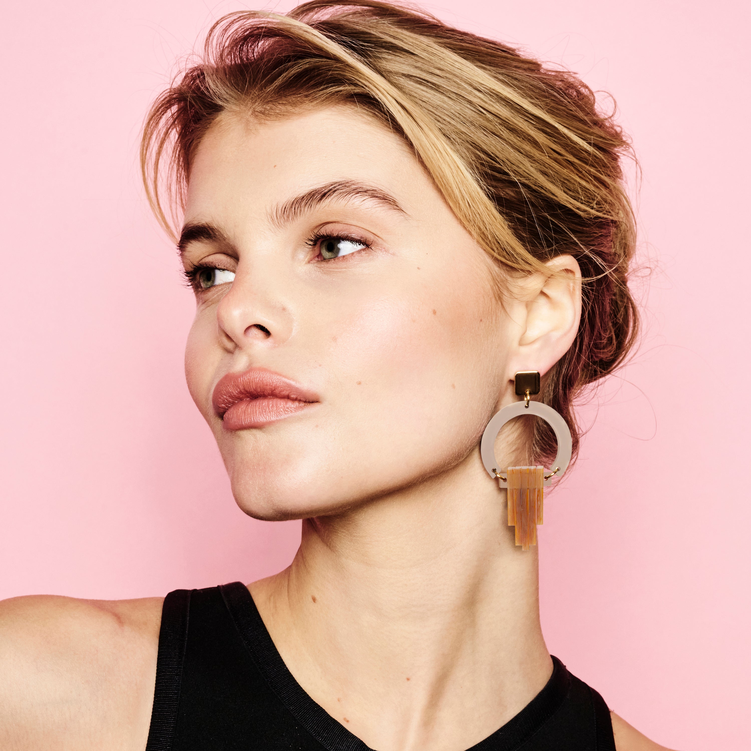 Art Deco Chandelier Earrings - Sandstone, Champagne & Mocha Mousse