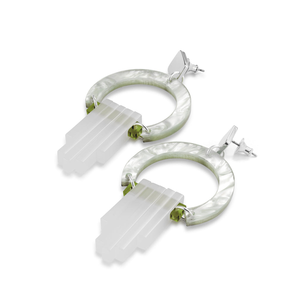Art Deco Chandelier Earrings - Light Green