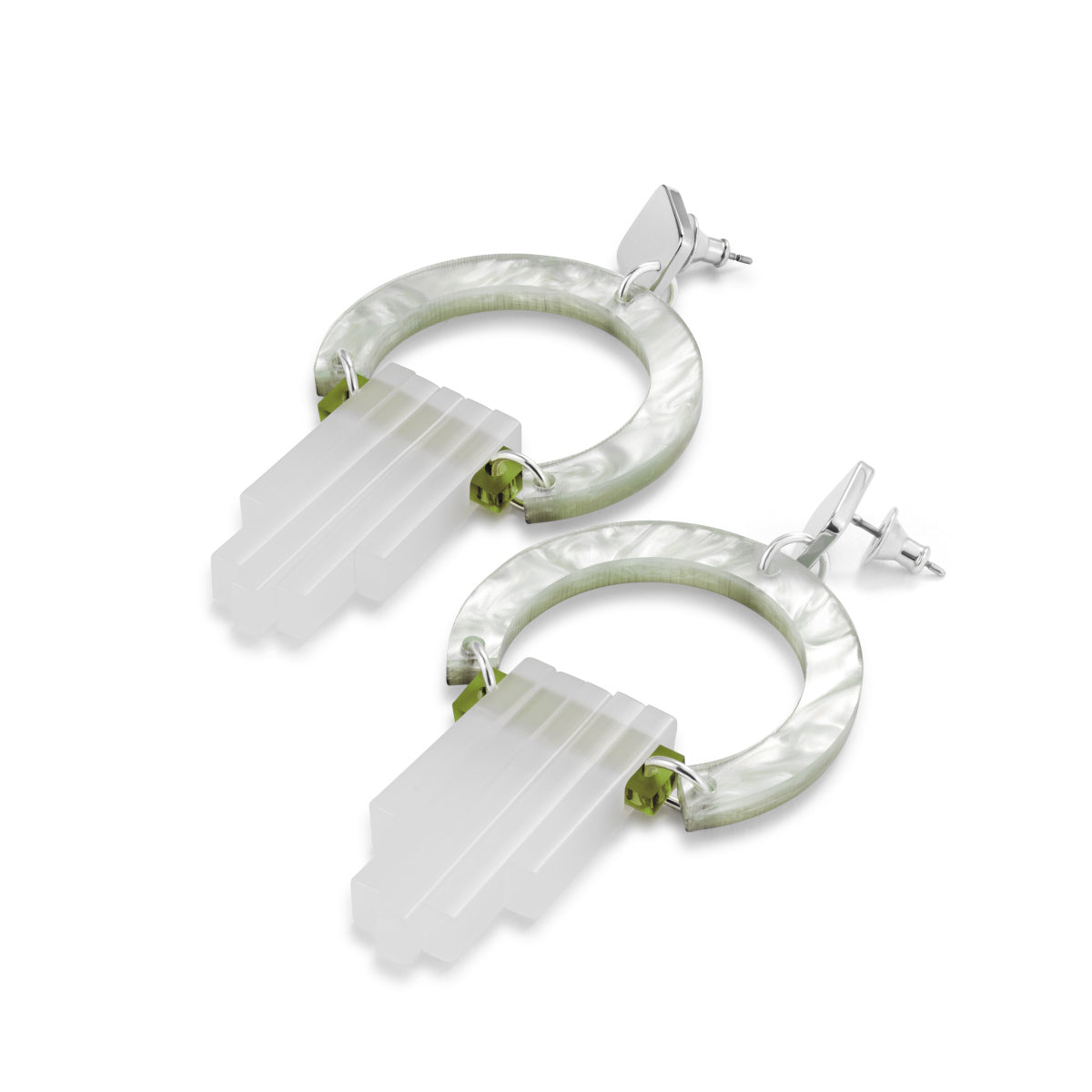 Art Deco Chandelier Earrings - Light Green