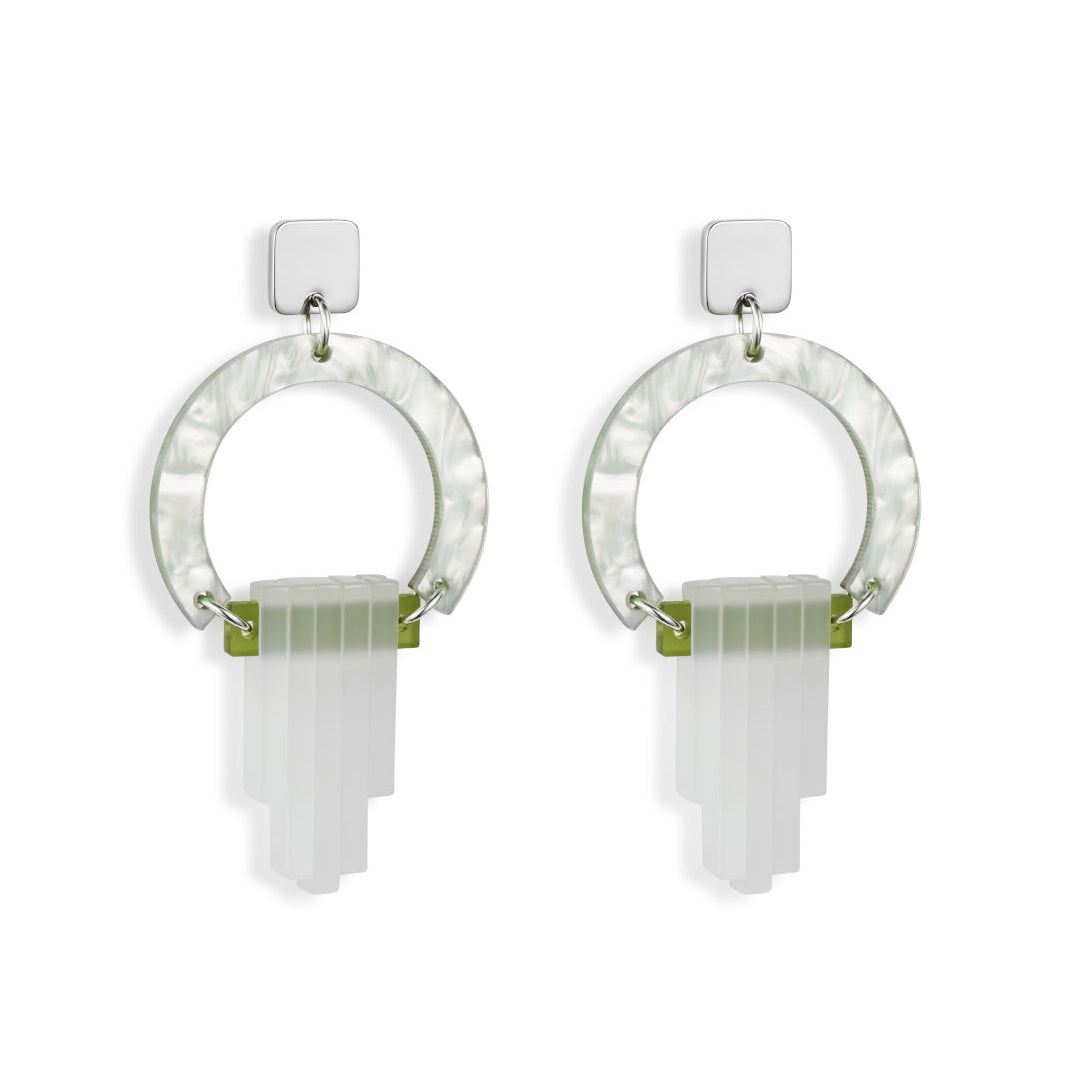 Art Deco Chandelier Earrings - Light Green