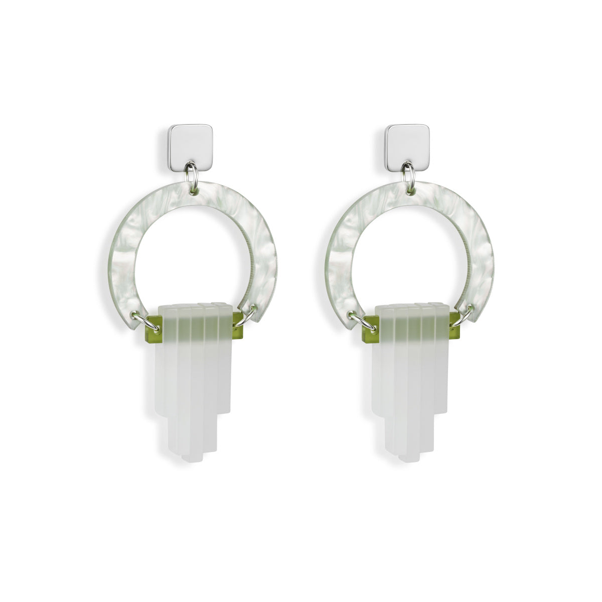 Art Deco Chandelier Earrings - Light Green