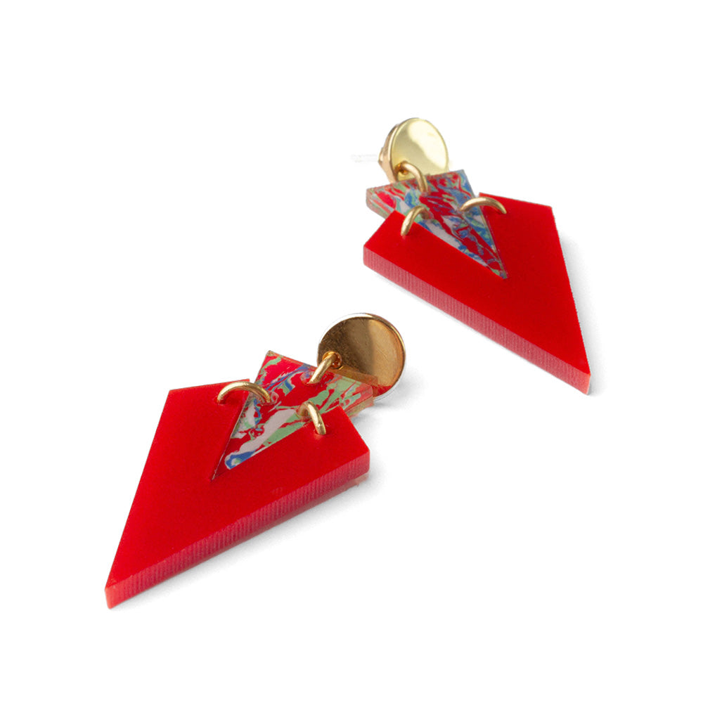 Art Deco Droplets - Royal Red & Red Splatter