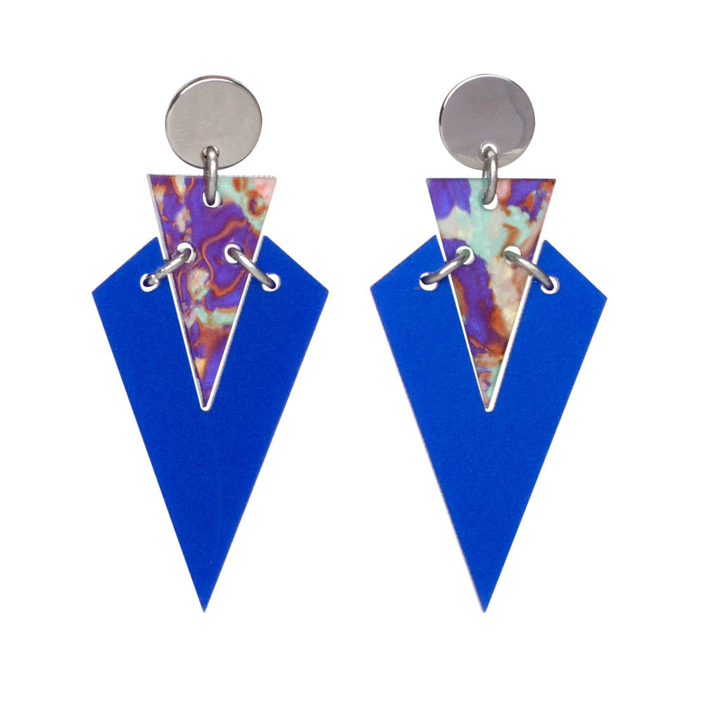 Art Deco Droplets - Royal Blue & Blue Splatter