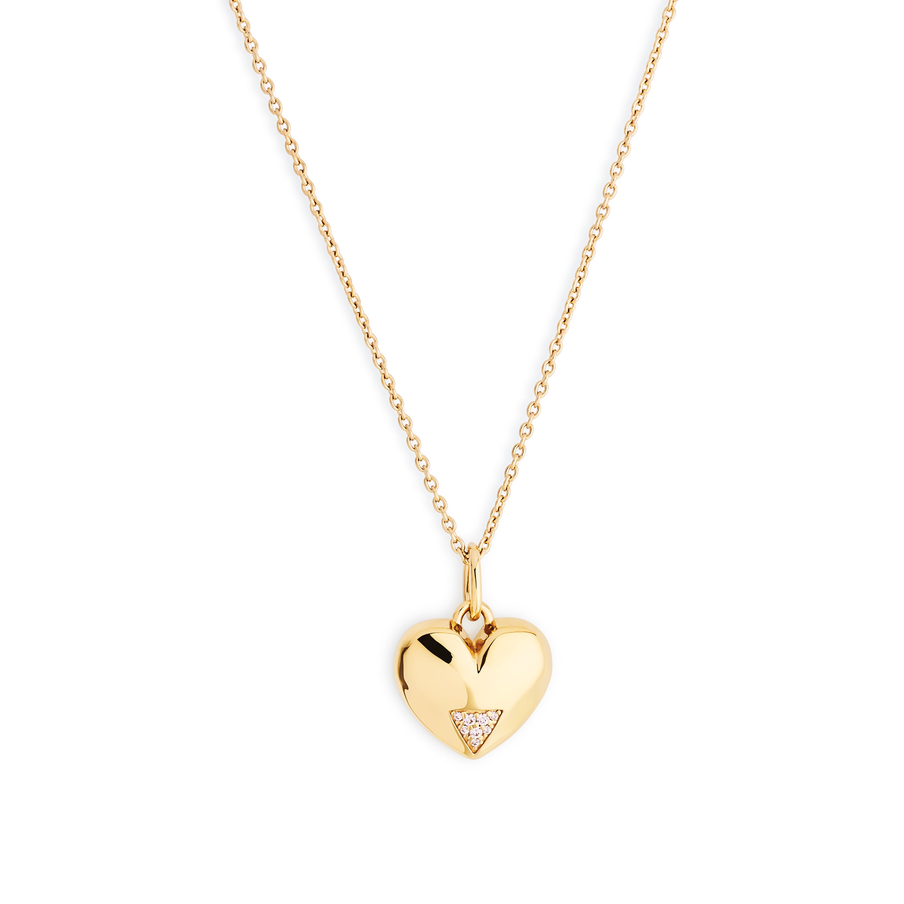 Art Deco Hearts Pendant - Gold Vermeil & Cubic Zirconia