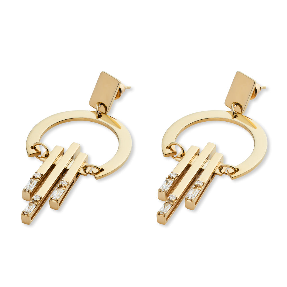 Petite Art Deco Chandelier Earrings - Gold Vermeil & Cubic Zirconia