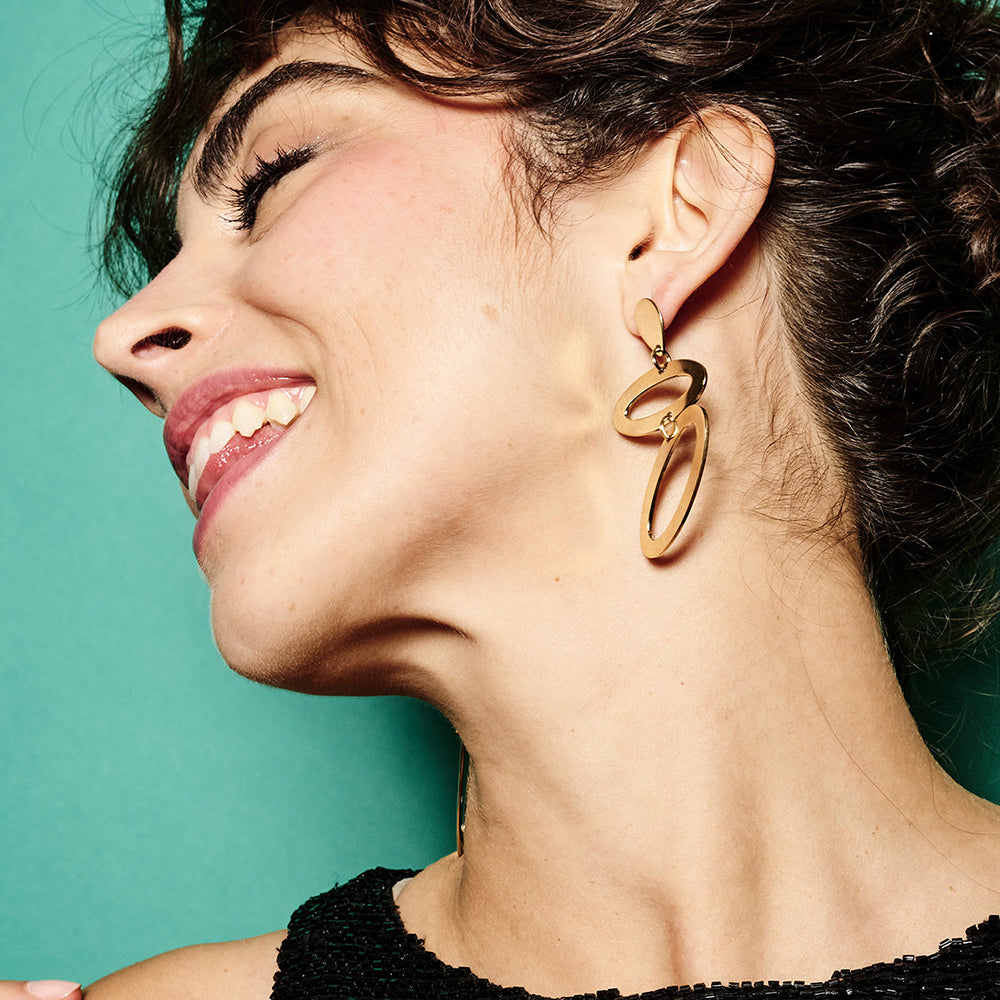 Asymmetric Ellipse Earrings - Gold Vermeil