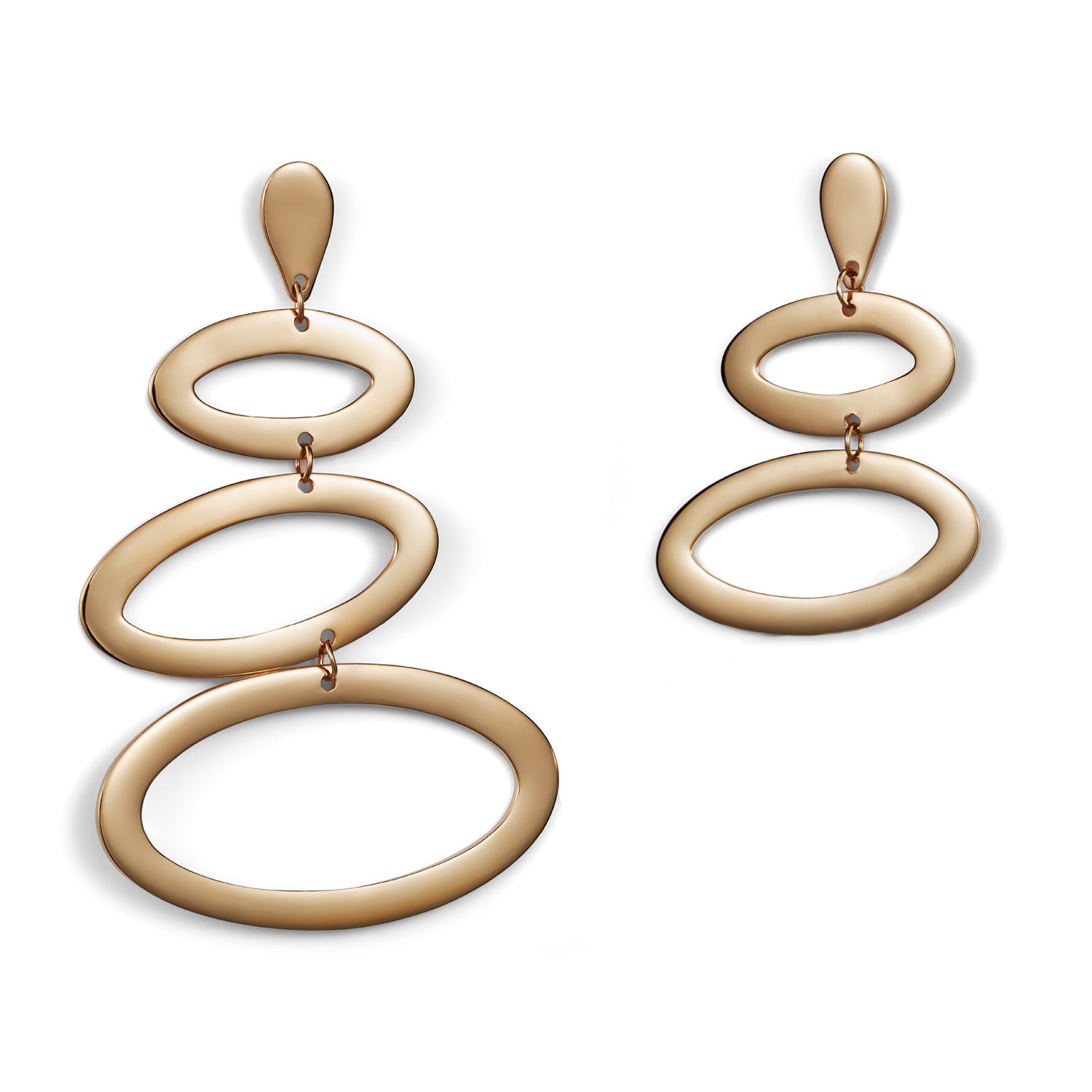 Asymmetric Ellipse Earrings - Gold Vermeil