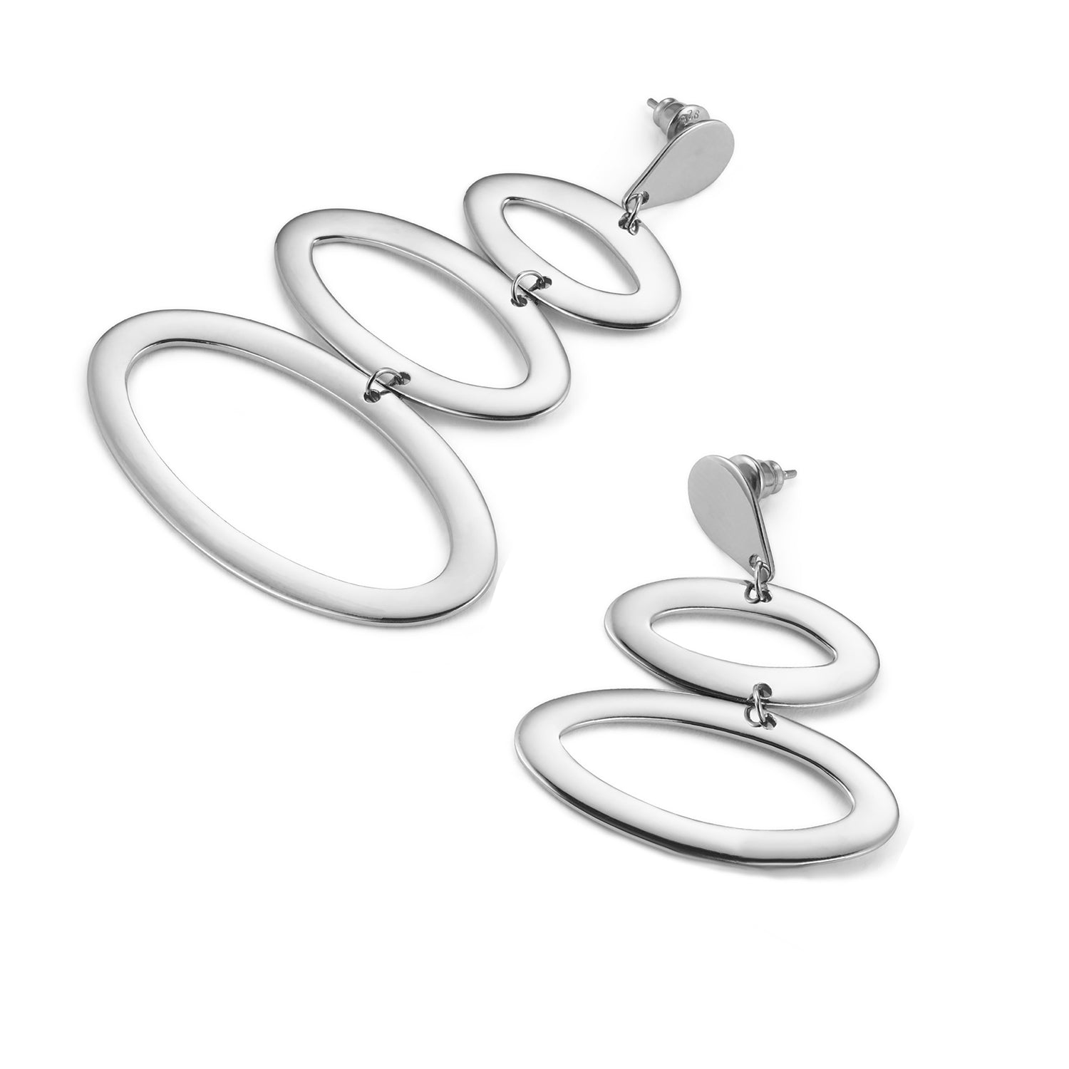 Asymmetric Ellipse Earrings - Sterling Silver