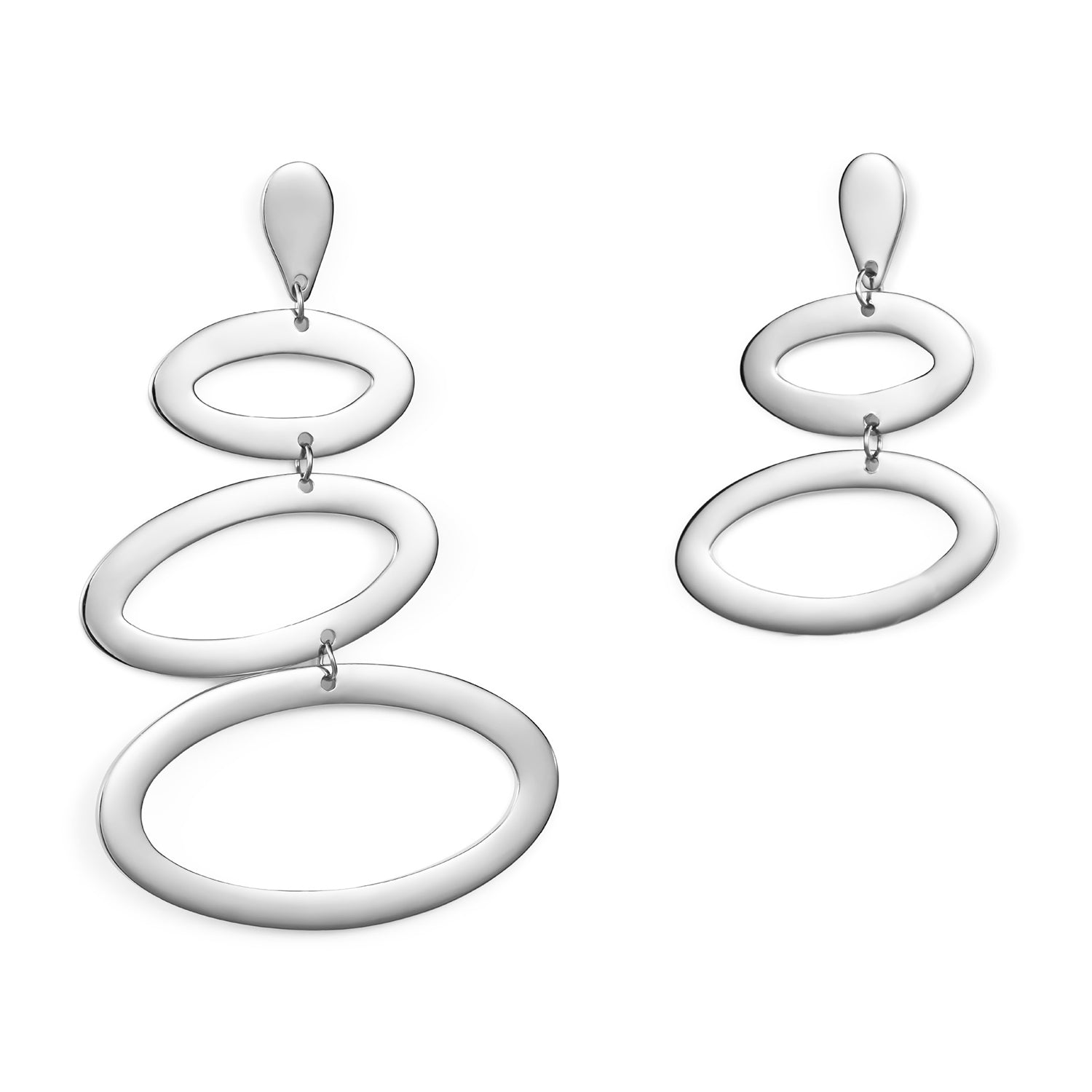 Asymmetric Ellipse Earrings - Sterling Silver