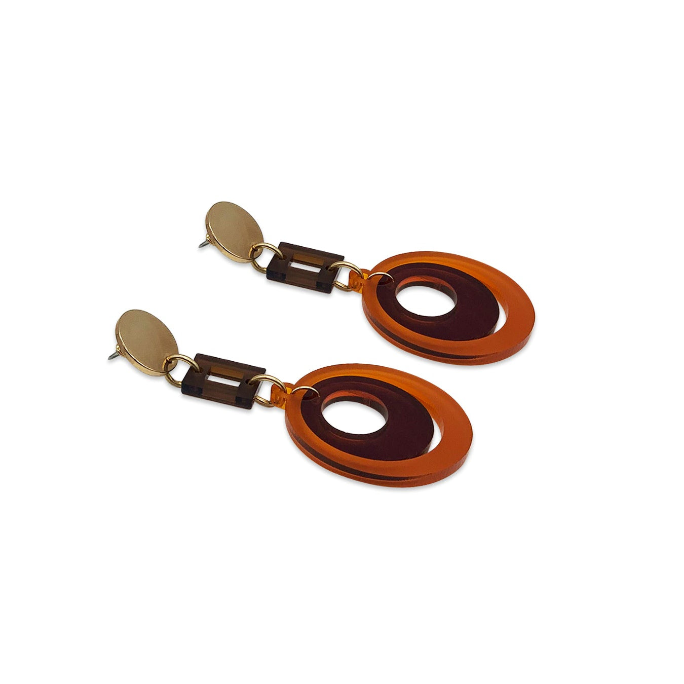 Barbarella Earrings - Burnt Orange, Tortoiseshell & Earth Brown