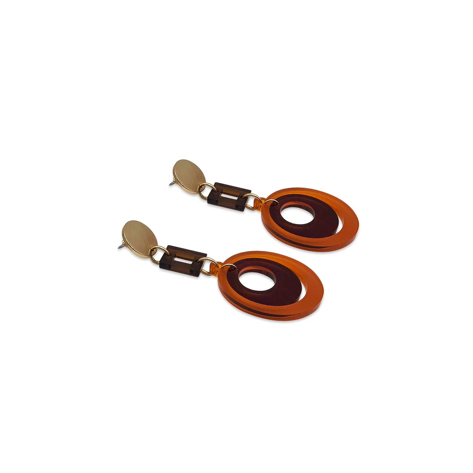 Barbarella Earrings - Burnt Orange, Tortoiseshell & Earth Brown