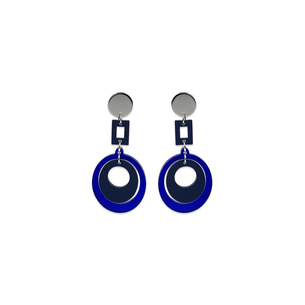 Barbarella Earrings - Royal Blue & Navy Blue