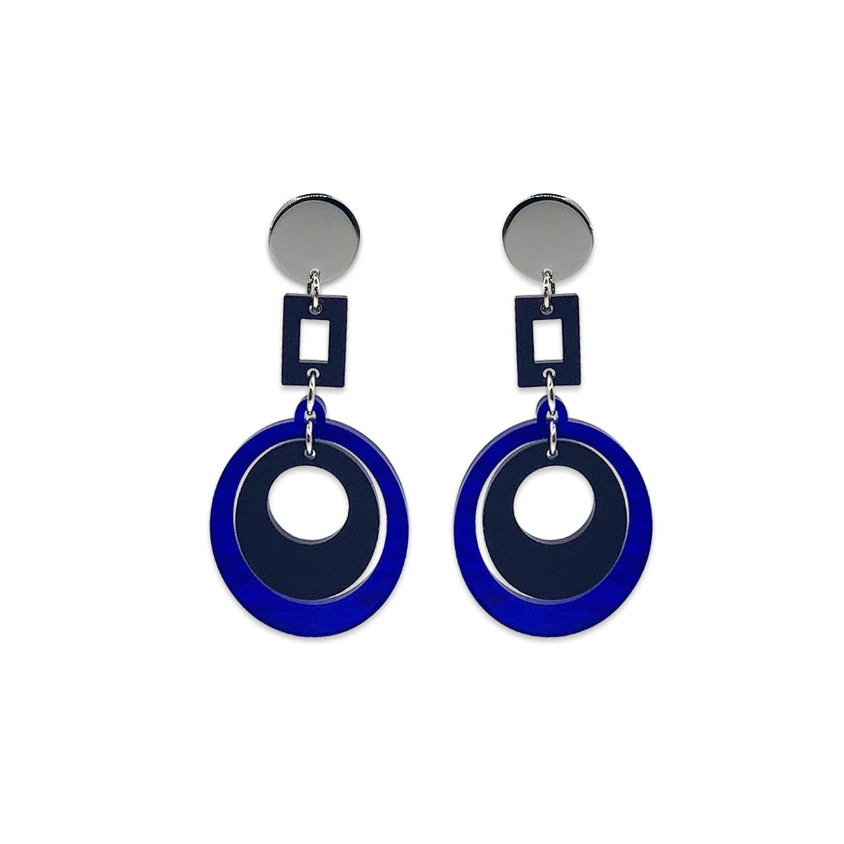 Barbarella Earrings - Royal Blue & Navy Blue