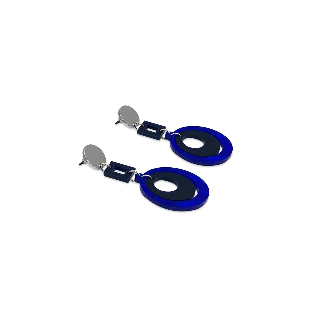 Barbarella Earrings - Royal Blue & Navy Blue