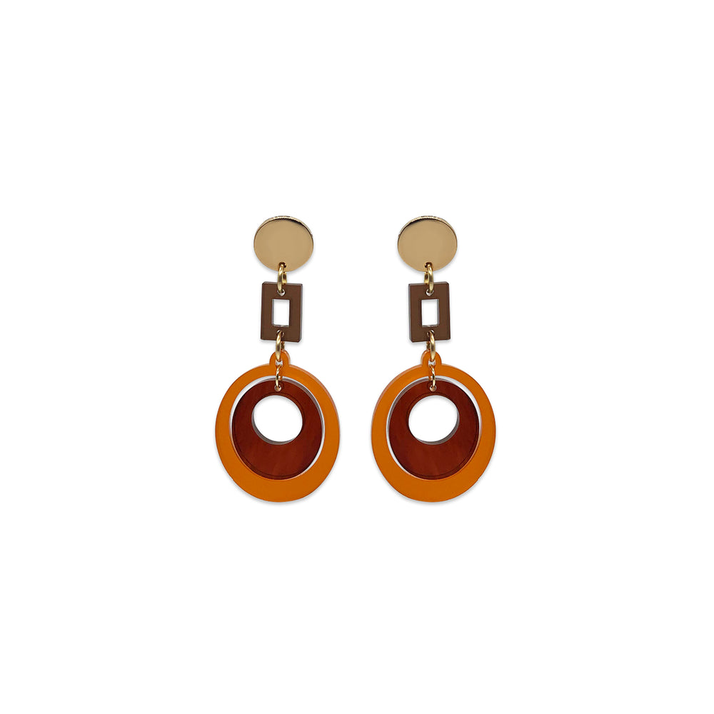 Barbarella Earrings - Burnt Orange, Tortoiseshell & Earth Brown