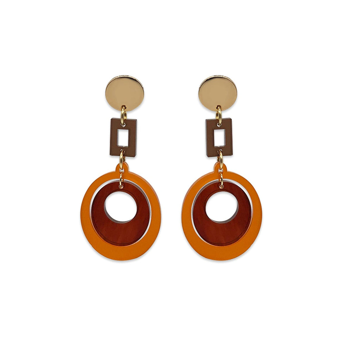 Barbarella Earrings - Burnt Orange, Tortoiseshell & Earth Brown
