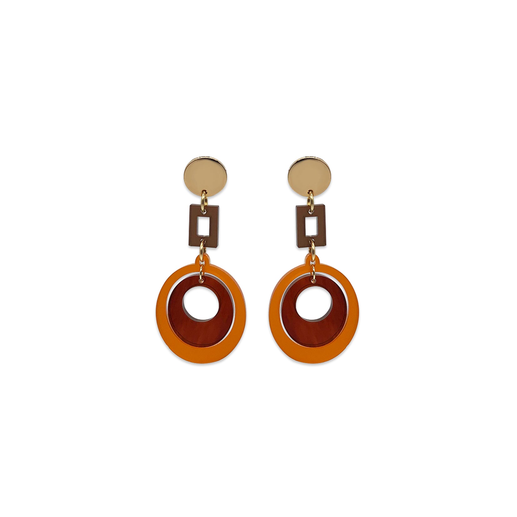 Barbarella Earrings - Burnt Orange, Tortoiseshell & Earth Brown