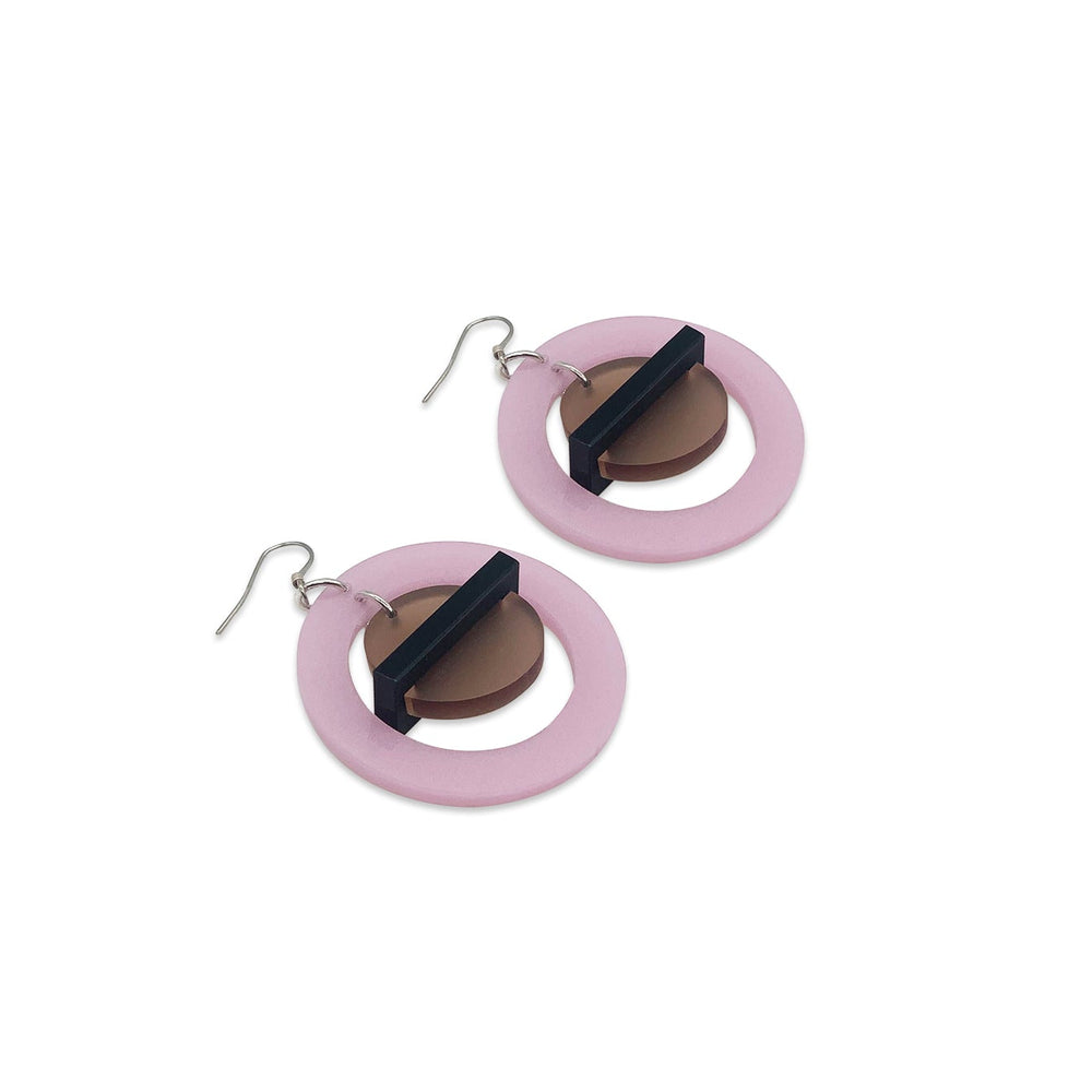 Big Planets Earrings - Pink & Champagne