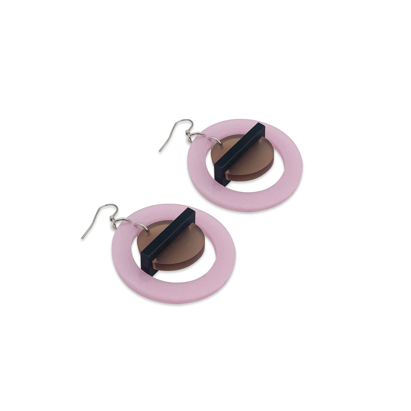 Big Planets Earrings - Pink & Champagne