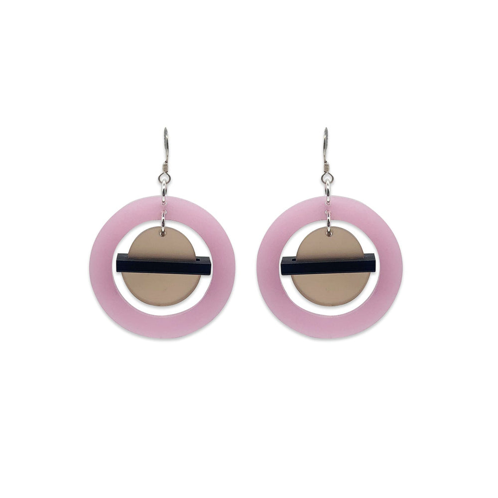 Big Planets Earrings - Pink & Champagne