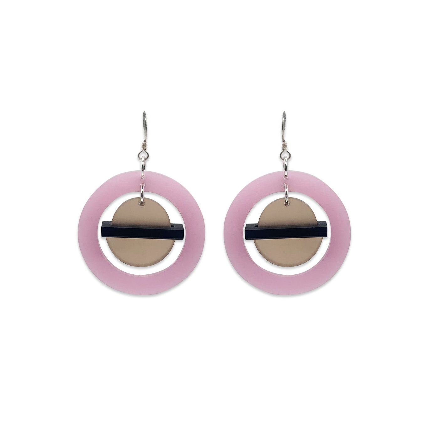 Big Planets Earrings - Pink & Champagne