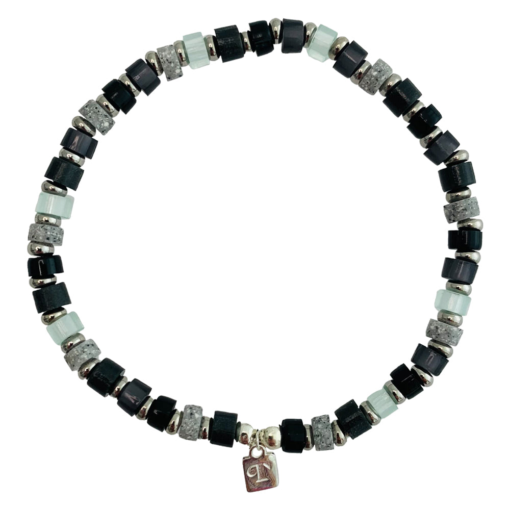 Beaded Bracelet - Blue & Grey Mix