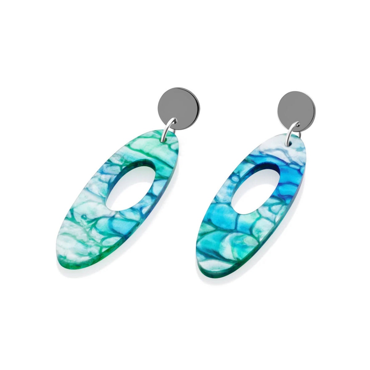 Hepworth Earrings - Blue & Green Lava