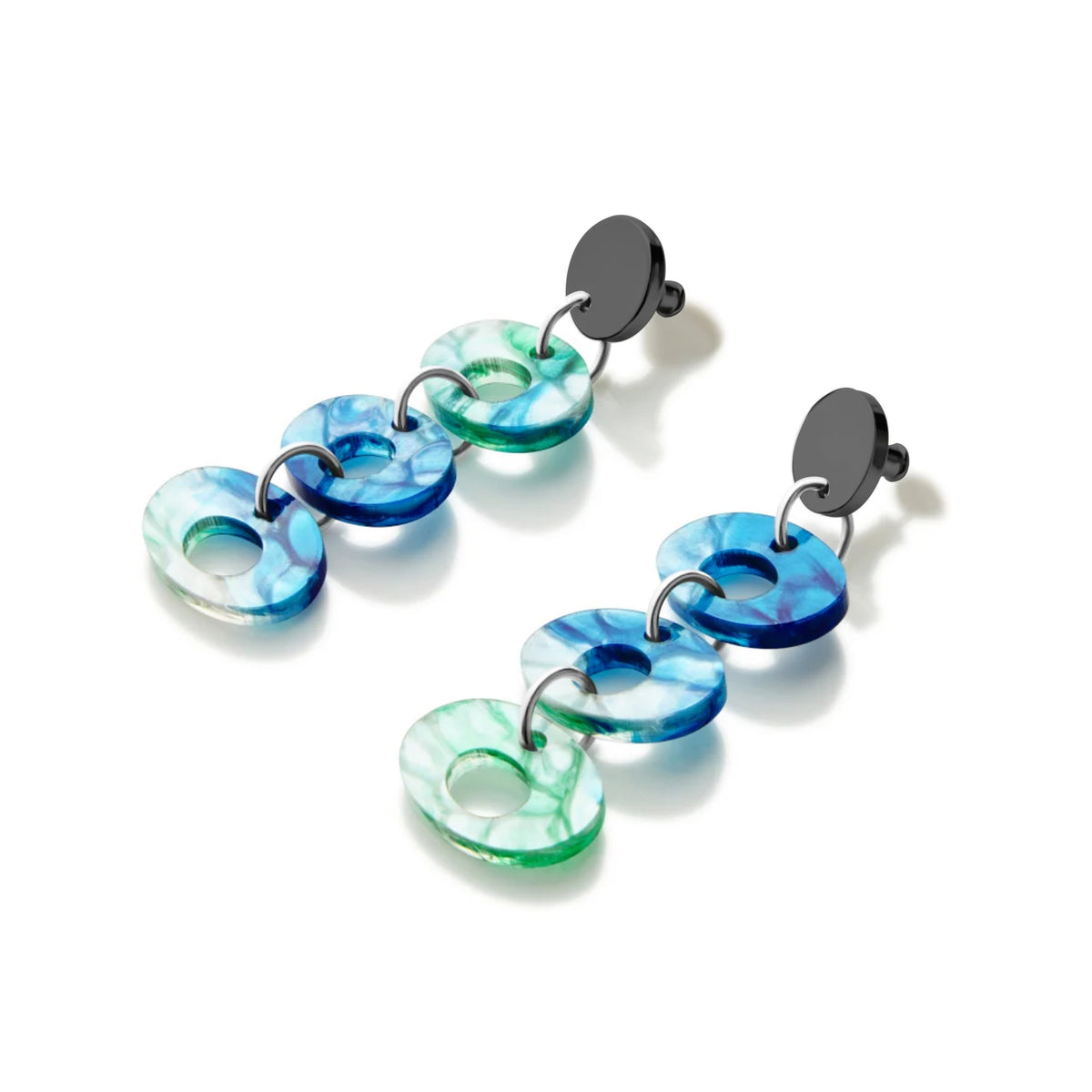 Hepworth Drop Earrings - Blue & Green Lava