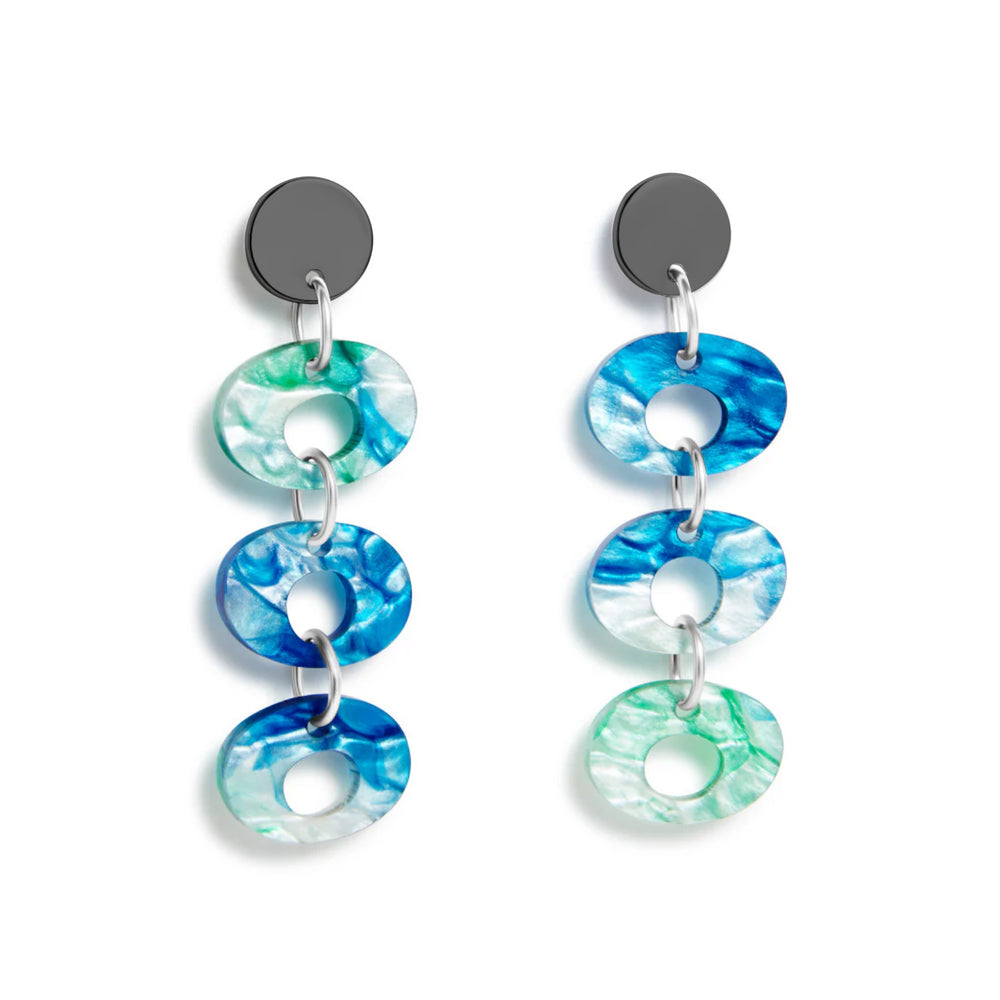 Hepworth Drop Earrings - Blue & Green Lava
