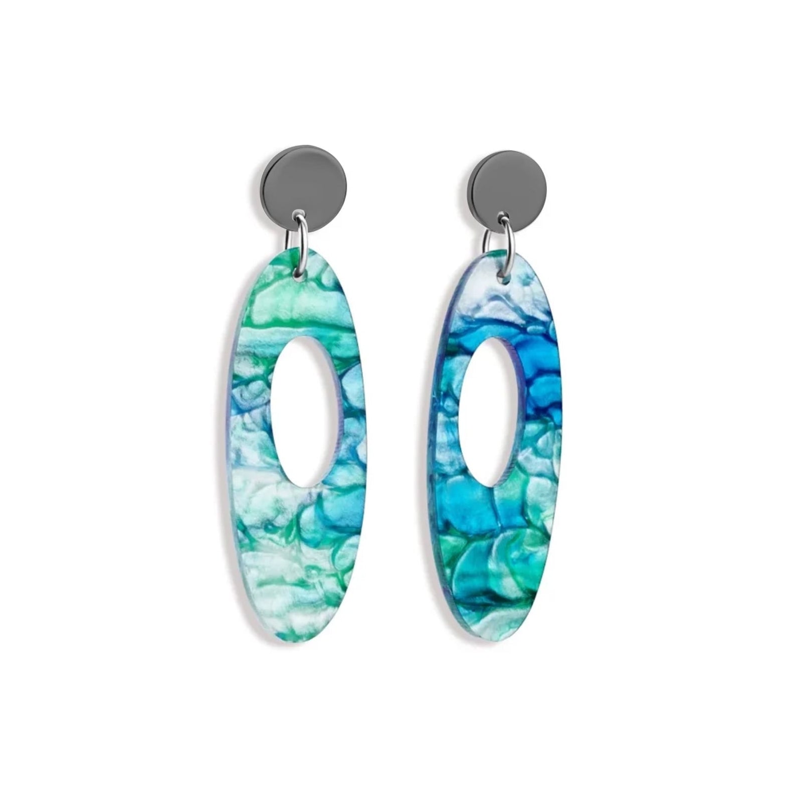 Hepworth Earrings - Blue & Green Lava