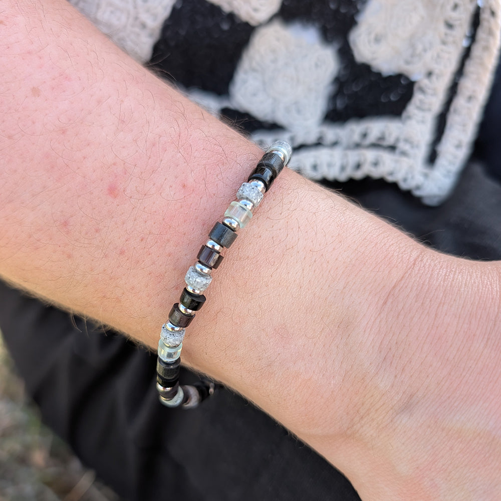 Beaded Bracelet - Blue & Grey Mix
