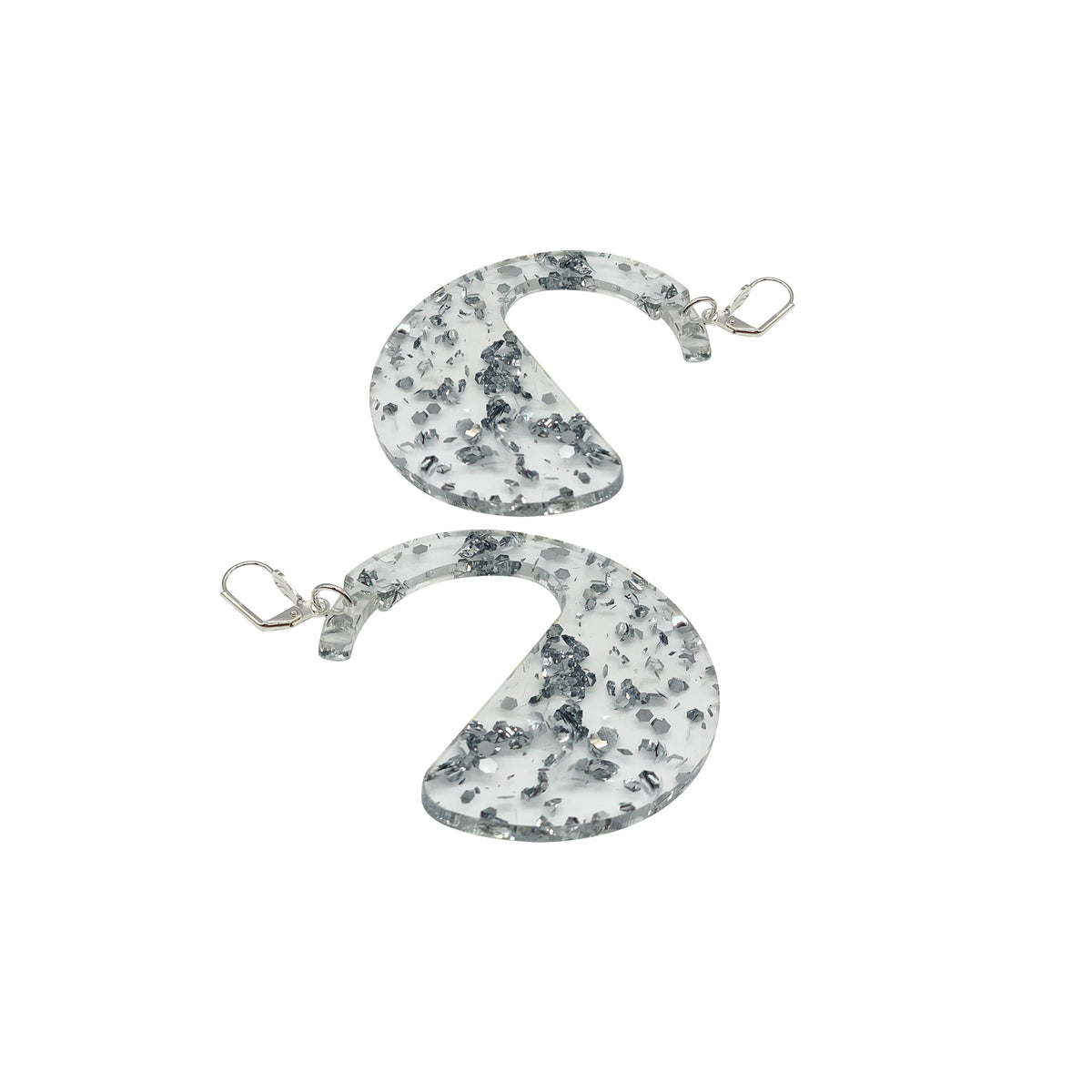Boogie Disc Earrings - Silver Fleck