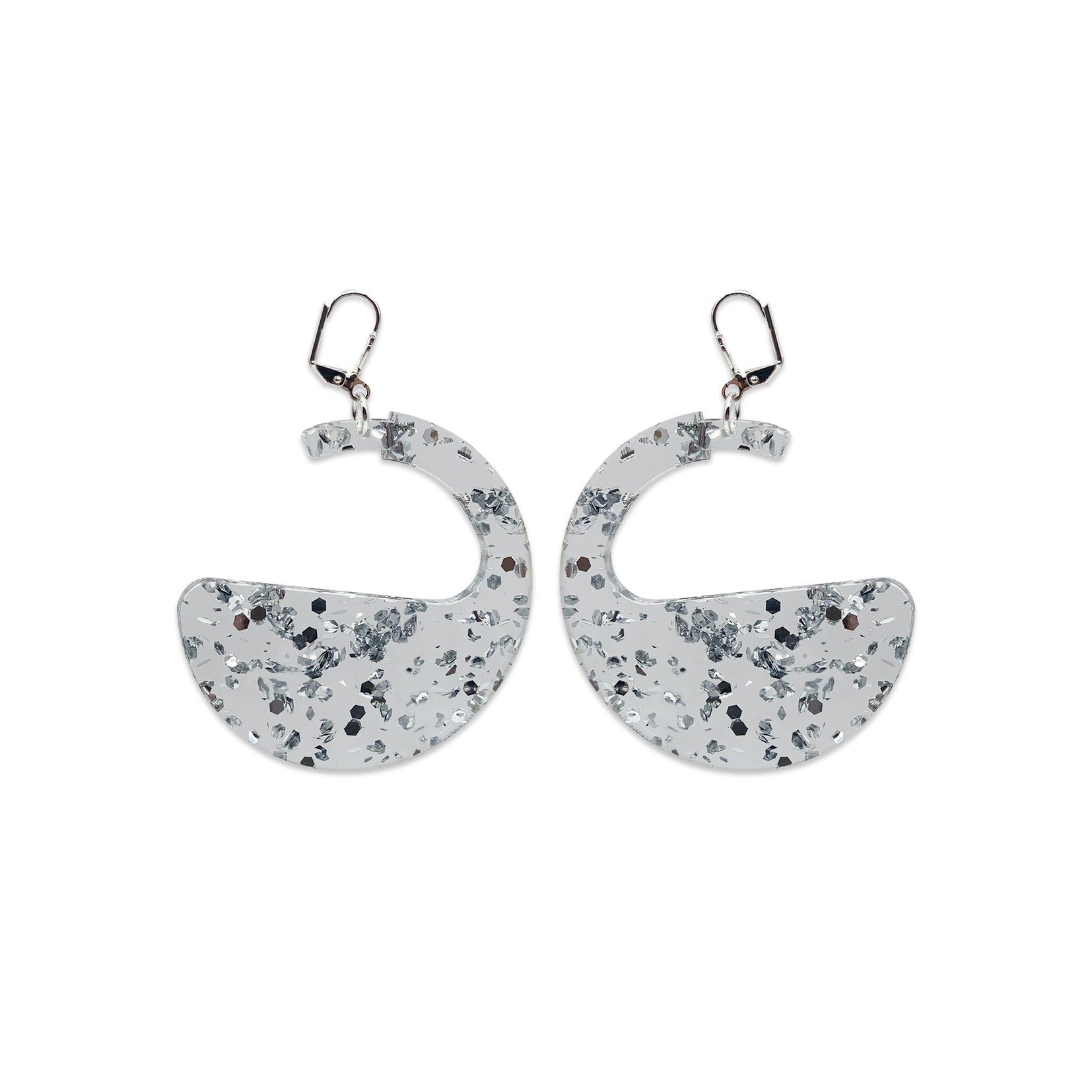 Boogie Disc Earrings - Silver Fleck